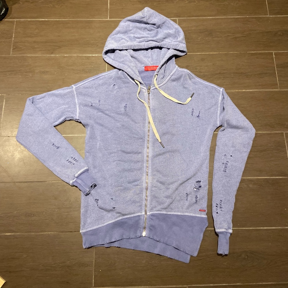 N:PHILANTHROPY ZIP UP DISTRESSED HOODIE